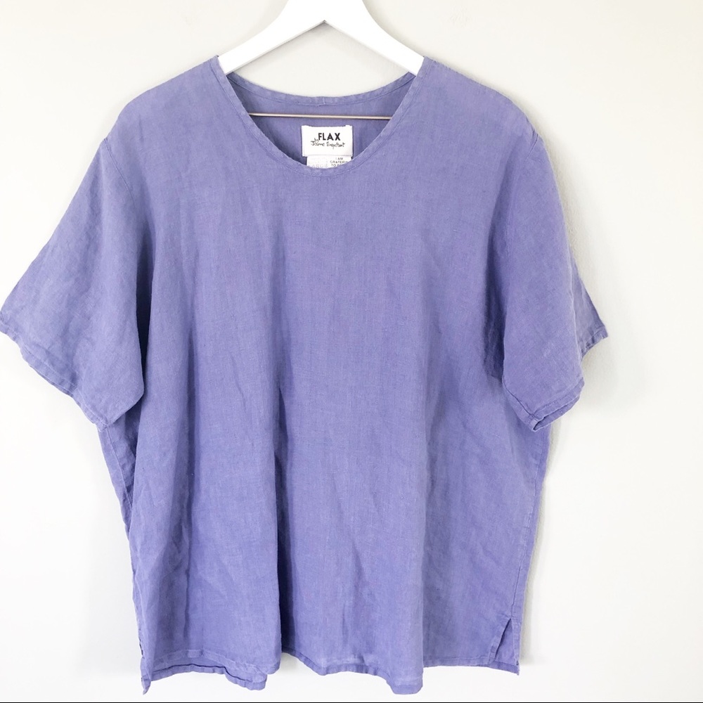 Flax Lavender Linen Short-Sleeve Tunic Top